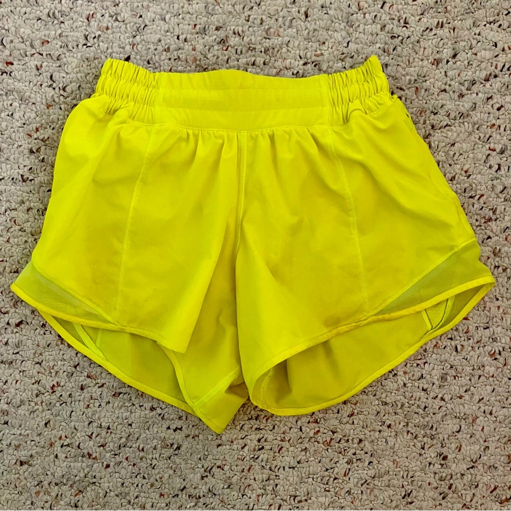 Lululemon hotty hot shorts electric yellow size 2